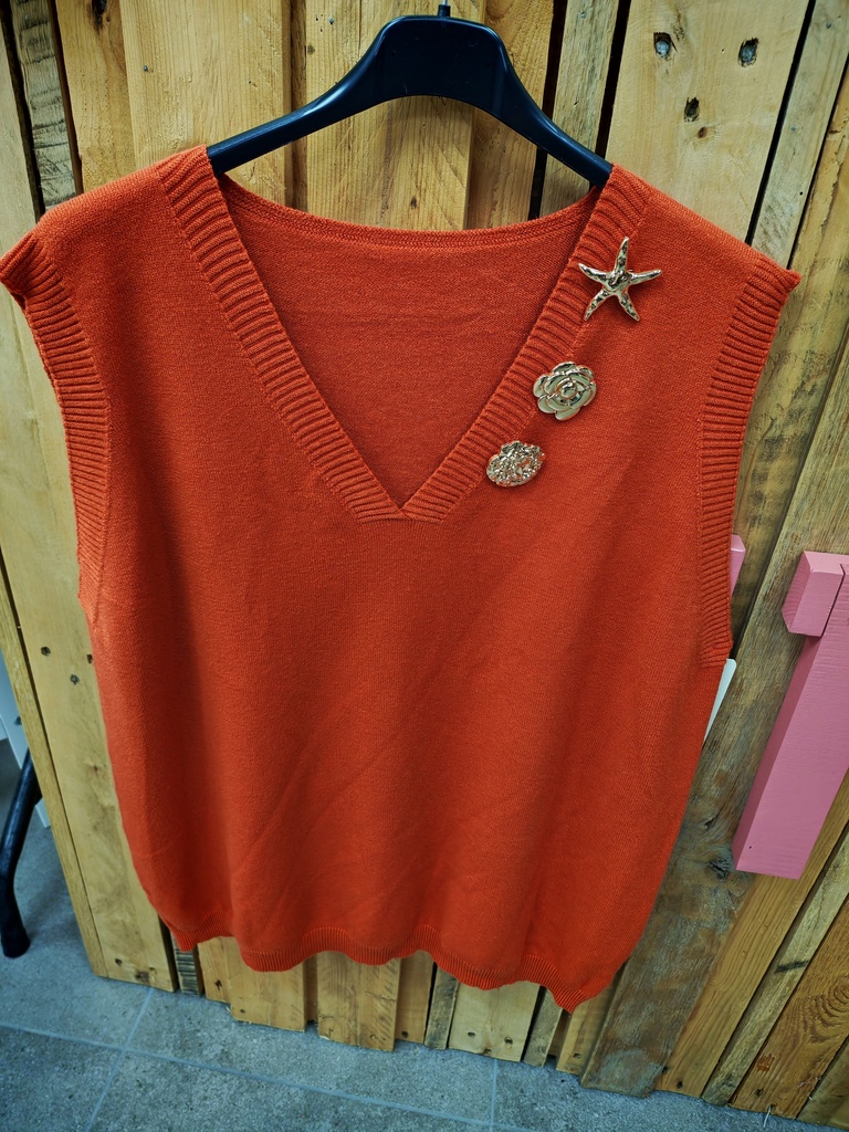 Pull sans manches avec broches rouille