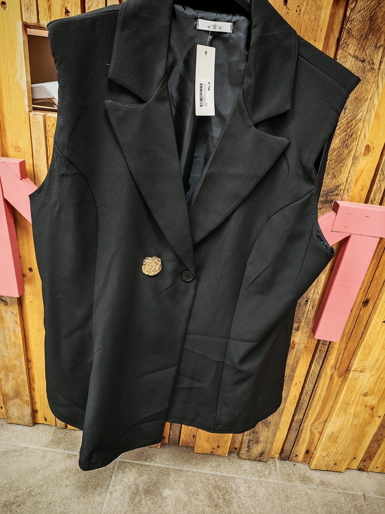 Veste tailleur sans manches noire
