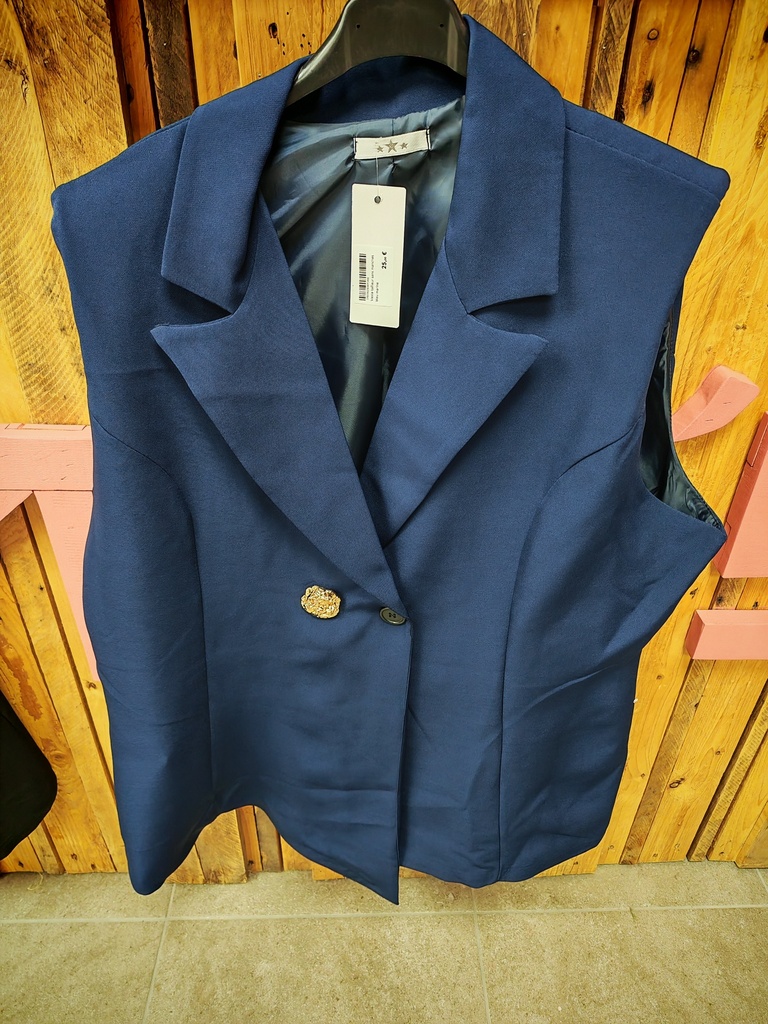 Veste tailleur sans manches bleu marine