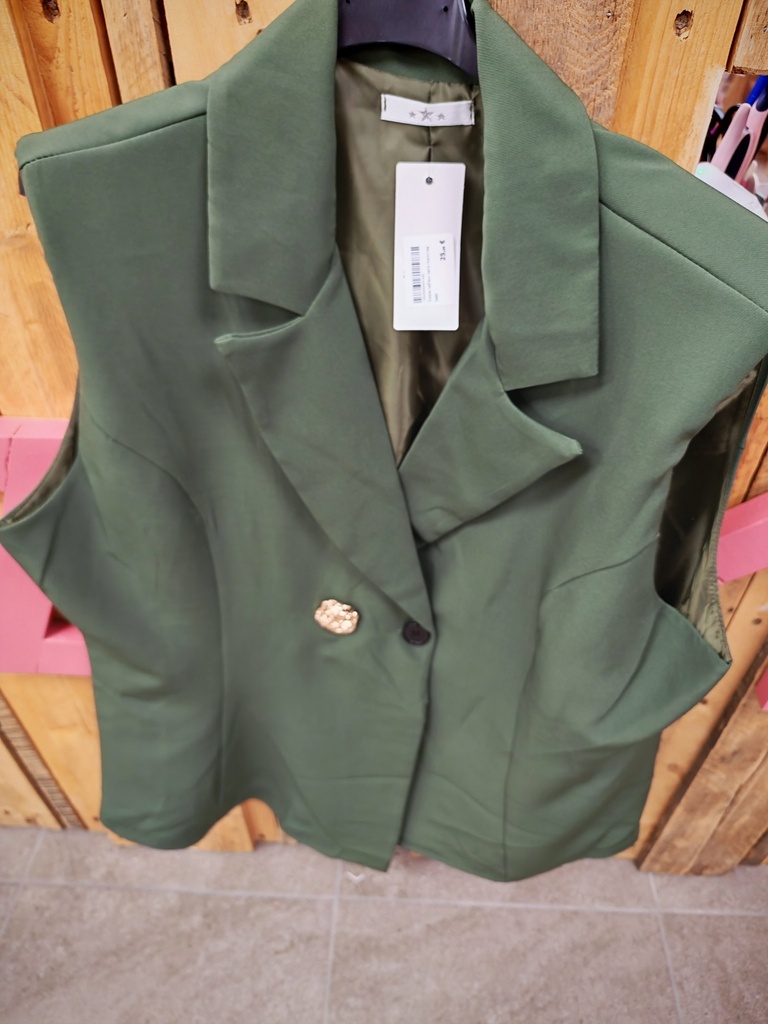 Veste tailleur sans manches kaki
