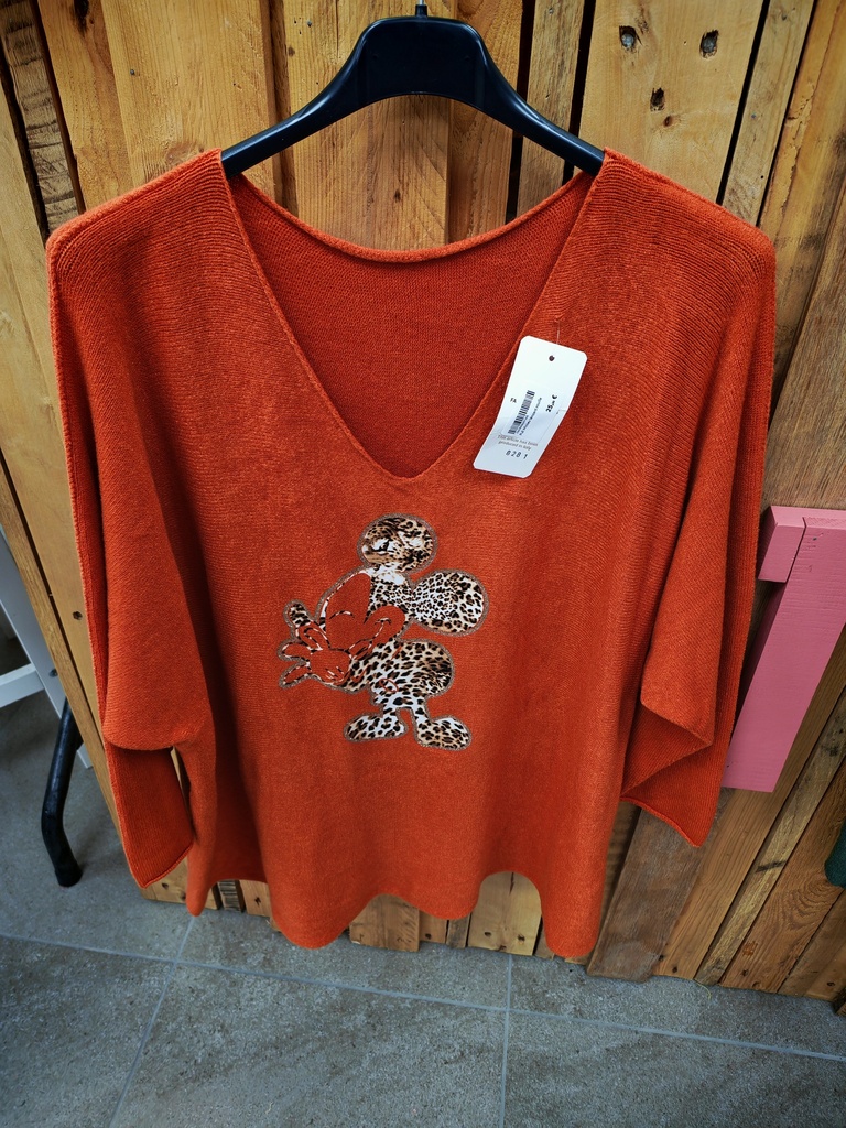 Pull  Mickey léopard rouille