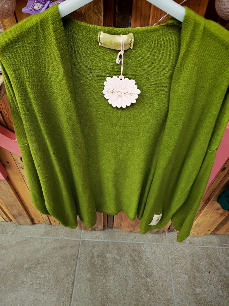 Gilet court uni "Coralie" vert anis