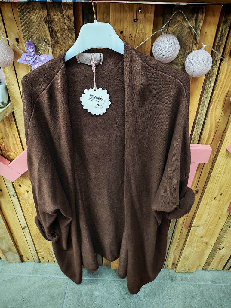 Gilet long uni "Oriane" chocolat