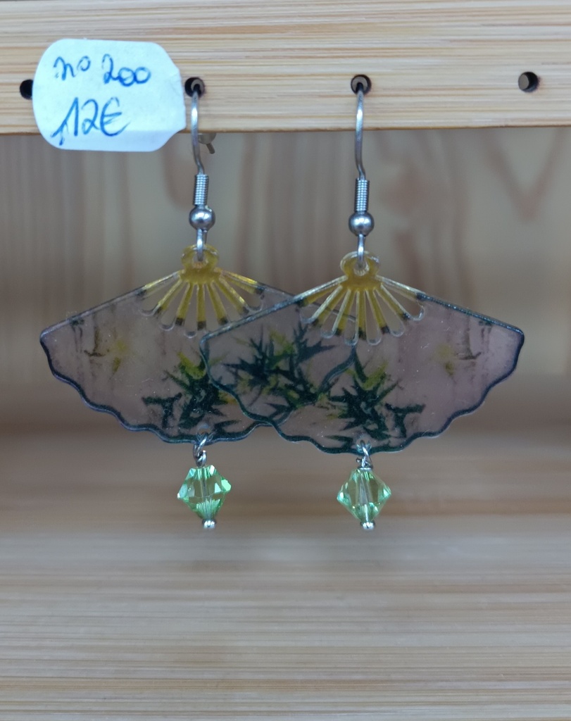 B.O. eventail vert toupie swarovski peridot (Fééries)