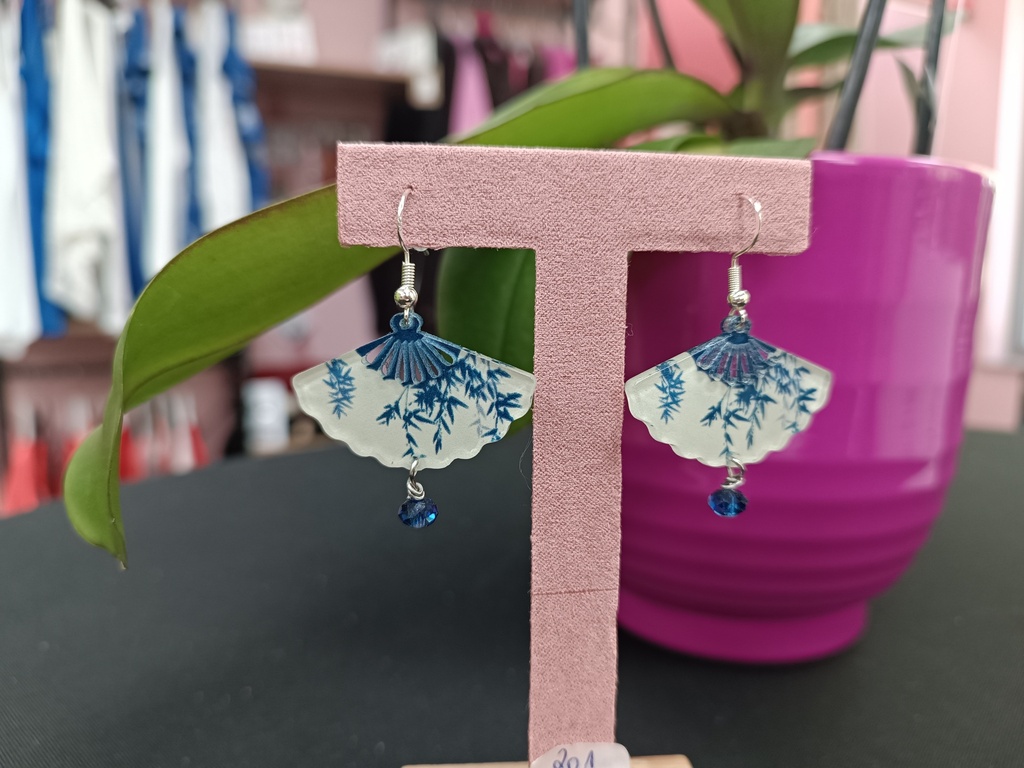 B.O. eventail bleu swarovski aplatie bleu roi (Fééries)