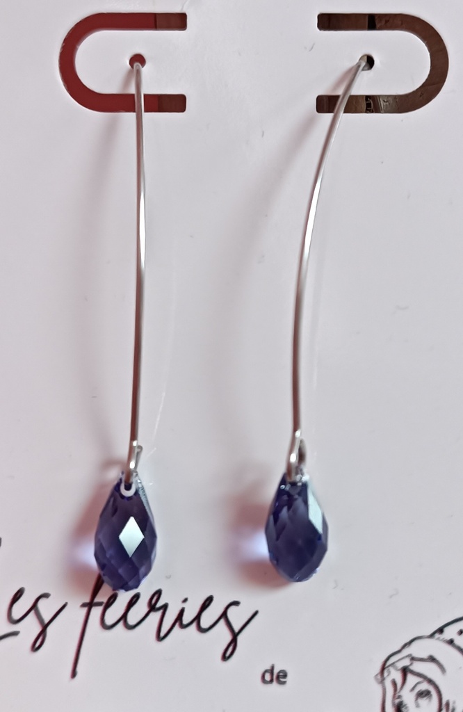 B.O. Pendante goute Swarovski mauve (Fééries)