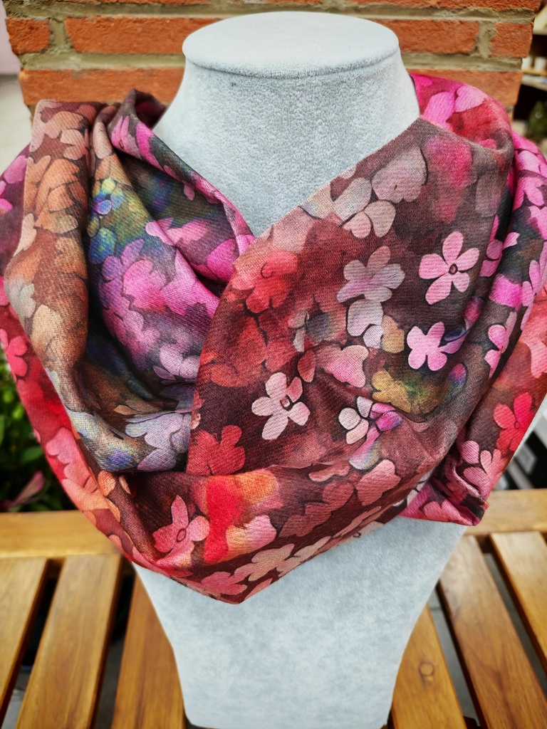 Foulard "Pensées" tons rouge