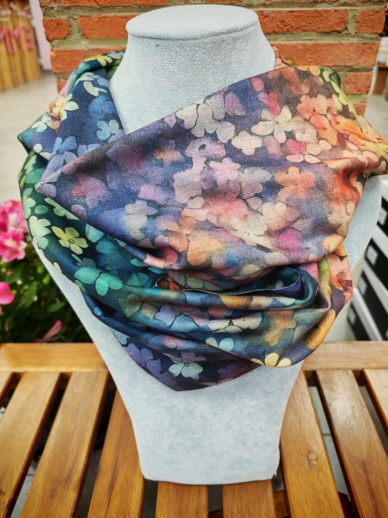 Foulard "Pensées" tons vert