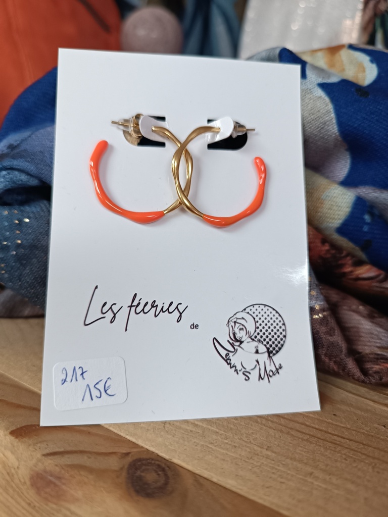 Créoles ouvertes dorées orange