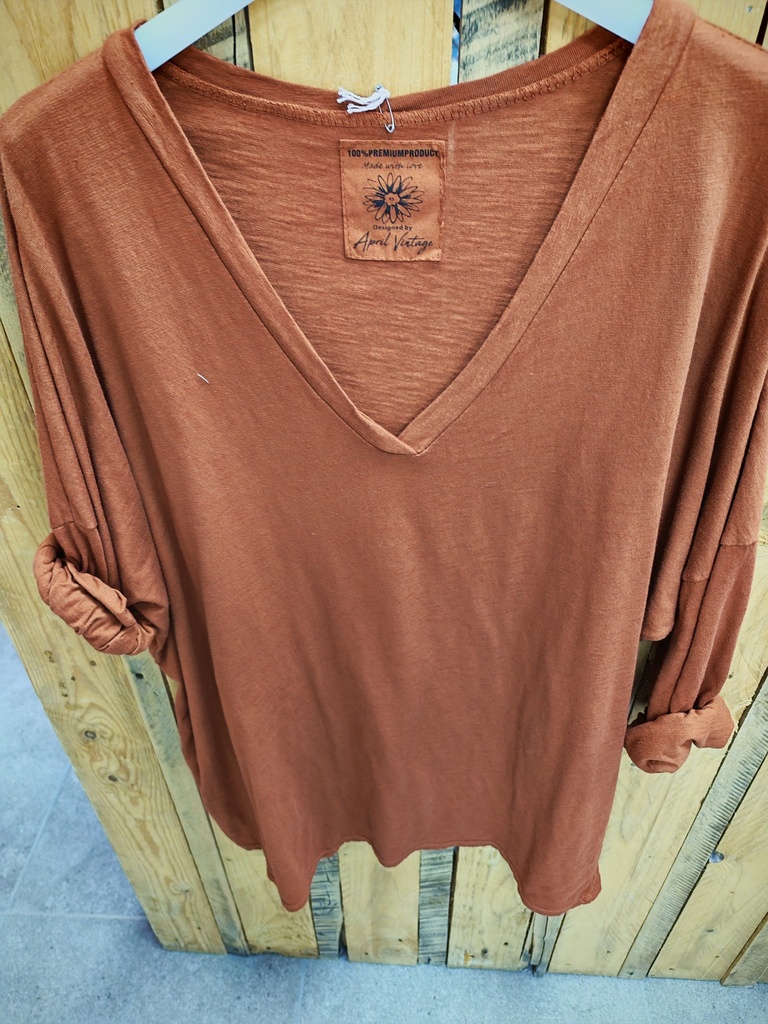 T-shirt "Lilou"manches longues noisette