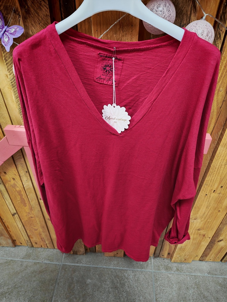 T-shirt "Lilou"manches longues bordeaux