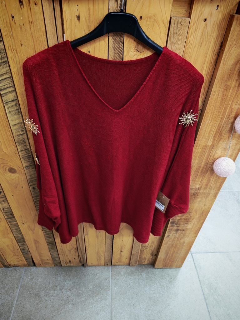 Pull "Soleil"bordeaux 