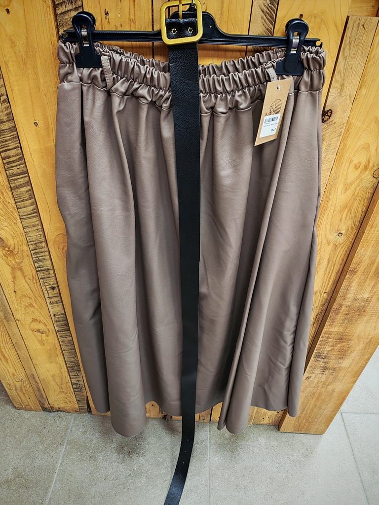 Jupe simili cuir "Burano" taupe