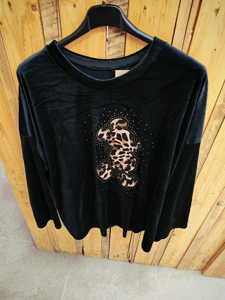 Pull "Mickey" velours noir