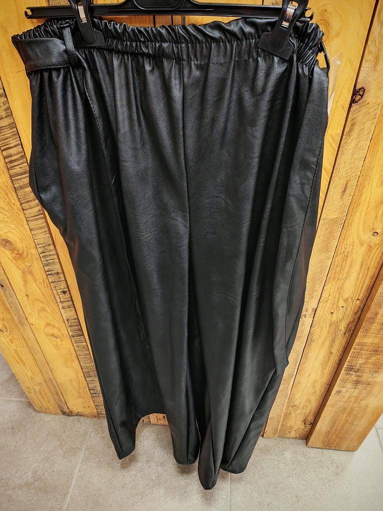 Pantalon cuir large noir
