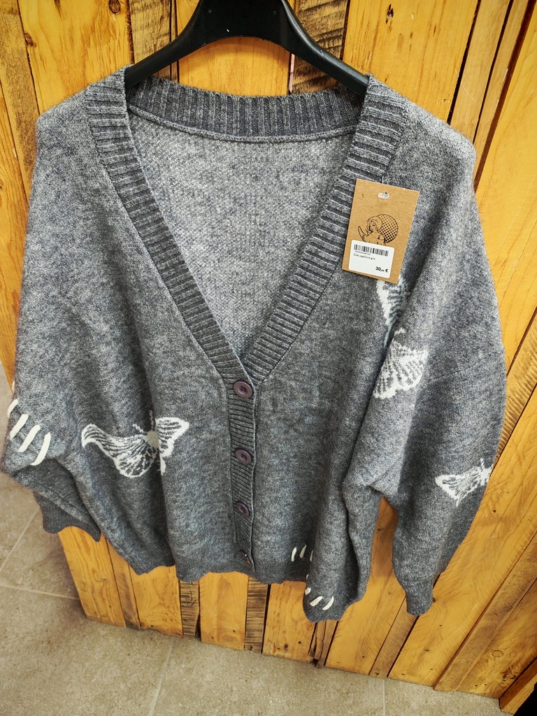 Gilet papillons gris