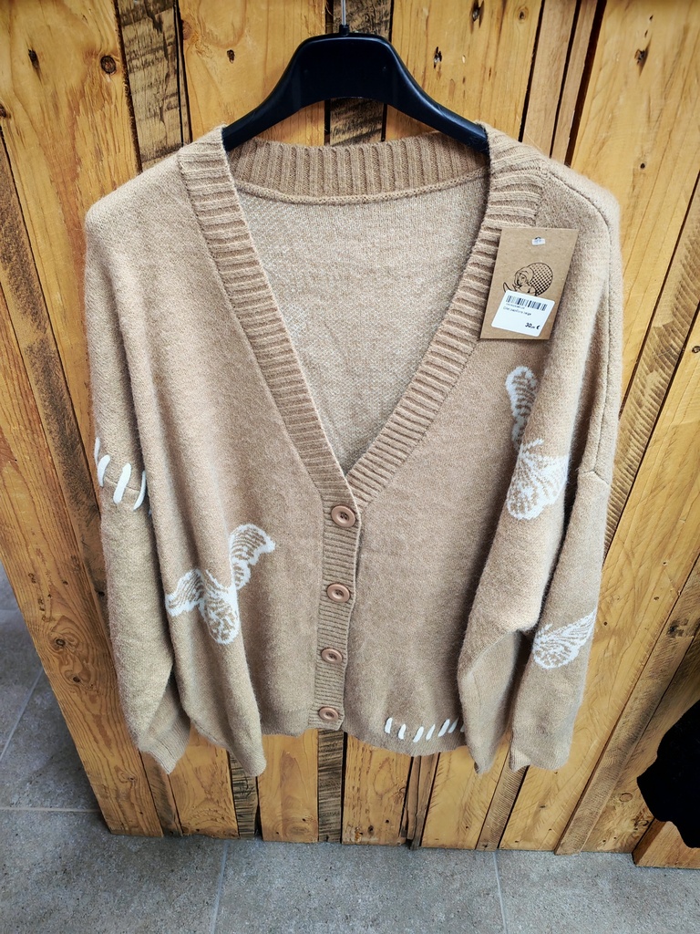 Gilet papillons beige