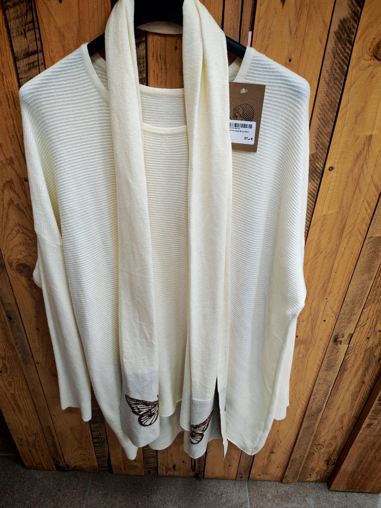Pull+écharpe Butty blanc