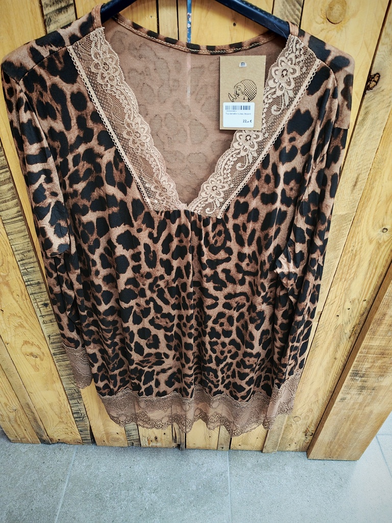 Top dentelle rouleau léopard 