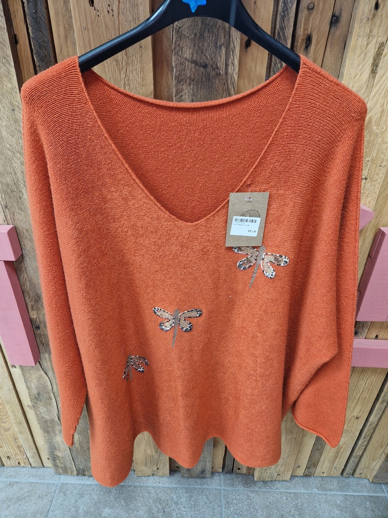 Pull "libellule" rouille 