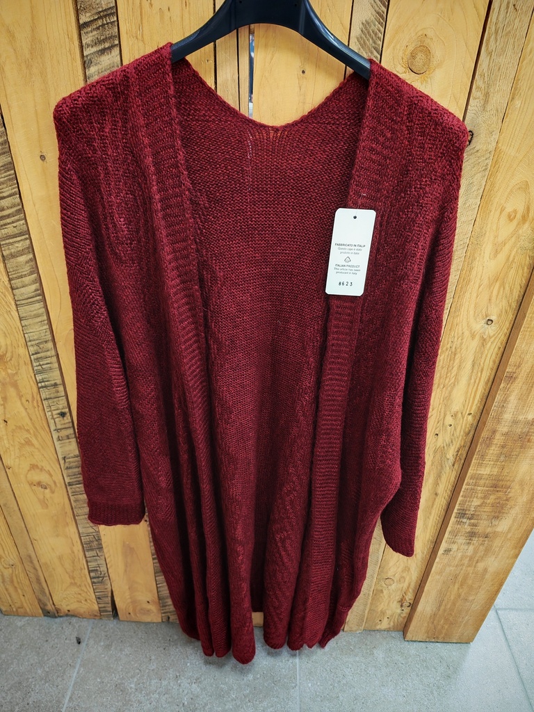 Gilet mi-long "Dina" Bordeaux