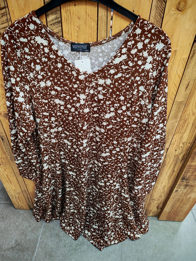 Robe "Paloma" Camel/blanc