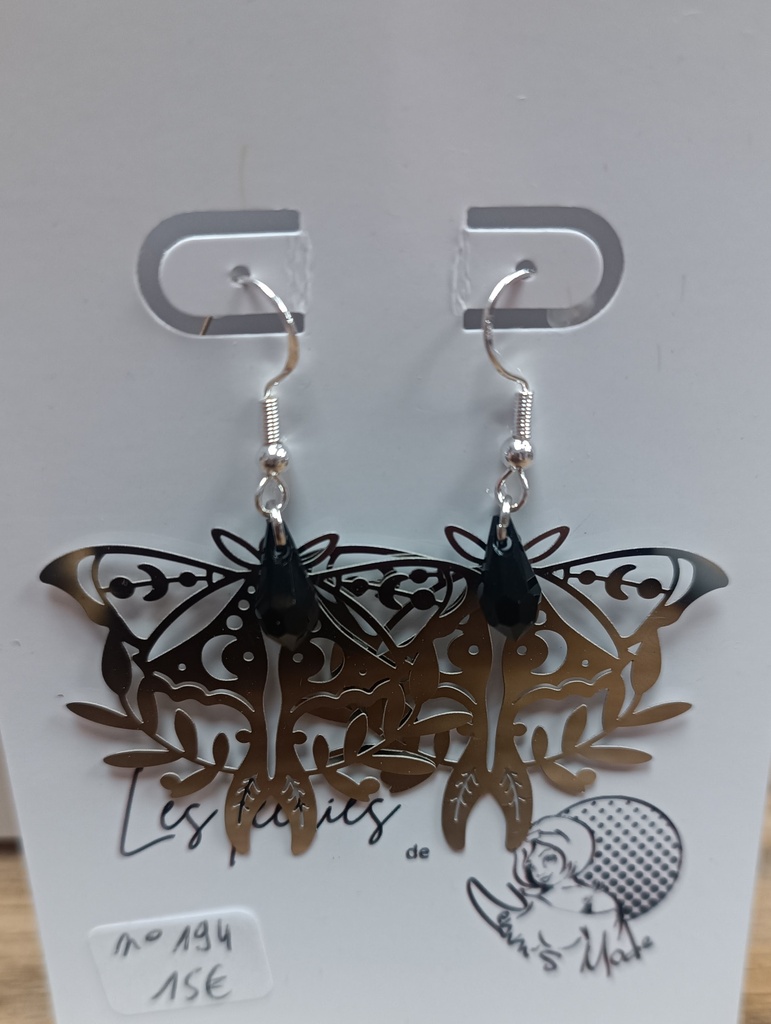 B.O. papillon de nuit argenté goute pure crystal Jet (Fééries)