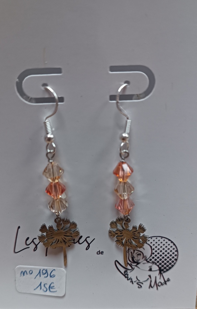 B.O. pissenlit argenté toupie Swarovski crème et corail (Fééries)
