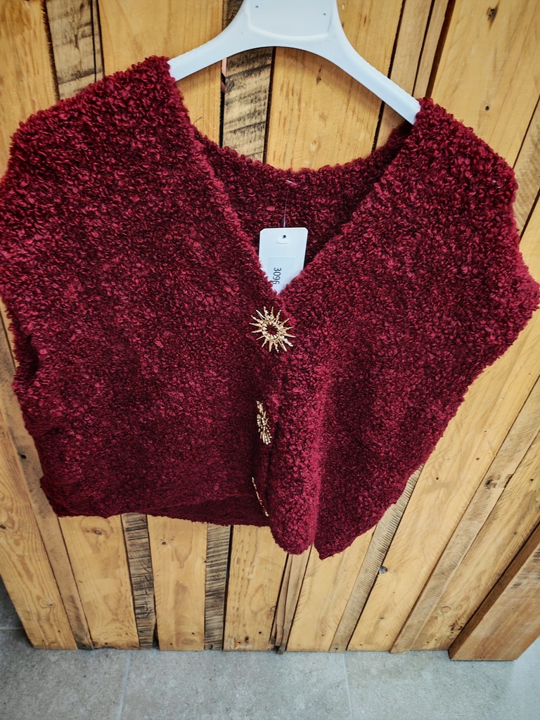 Gilet sans manches pilou +3 broches bordeaux