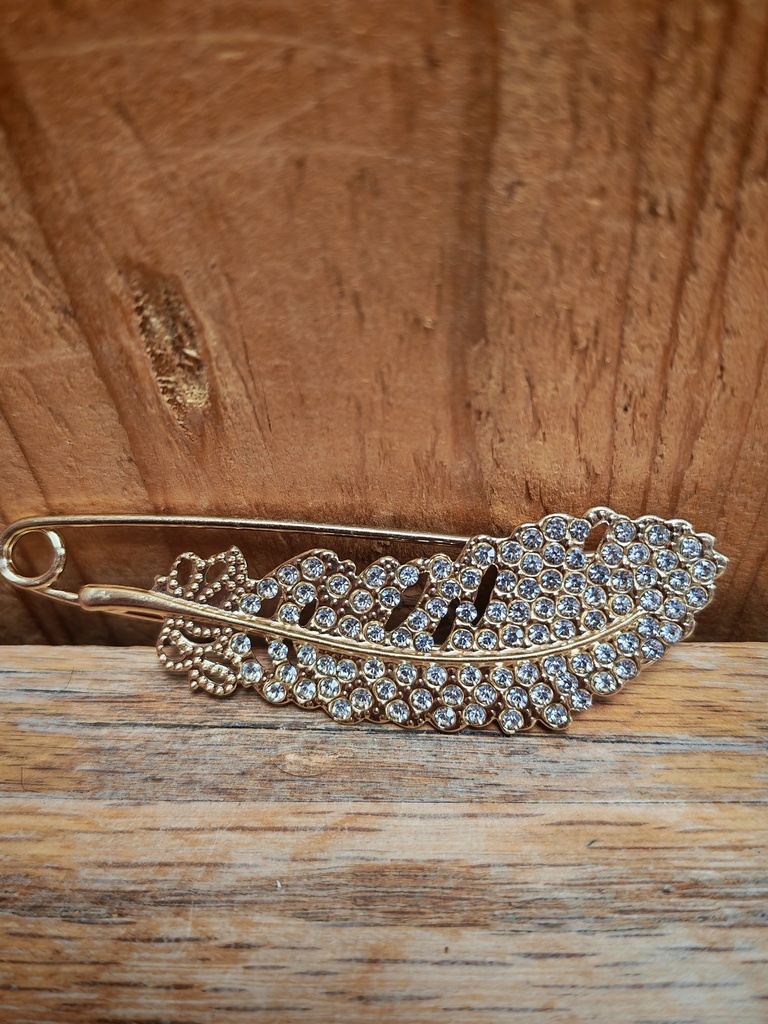 Broche plume dorée