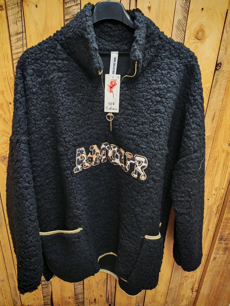 Pull Amour à Bouclettes Noir