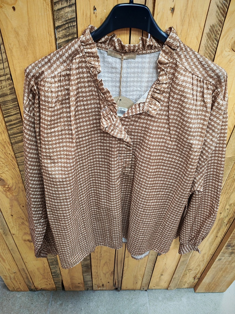 Chemise Jerry camel pied de poule