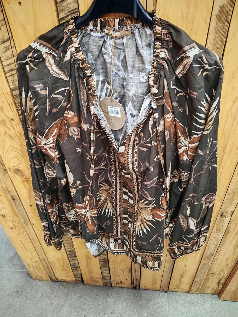 Blouse fleurie "Erine" tons bruns