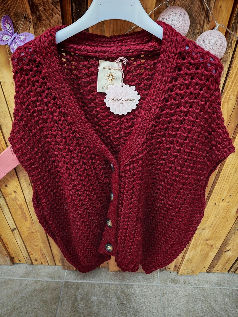 Gilet "Lenalee" grosse maille Bordeaux
