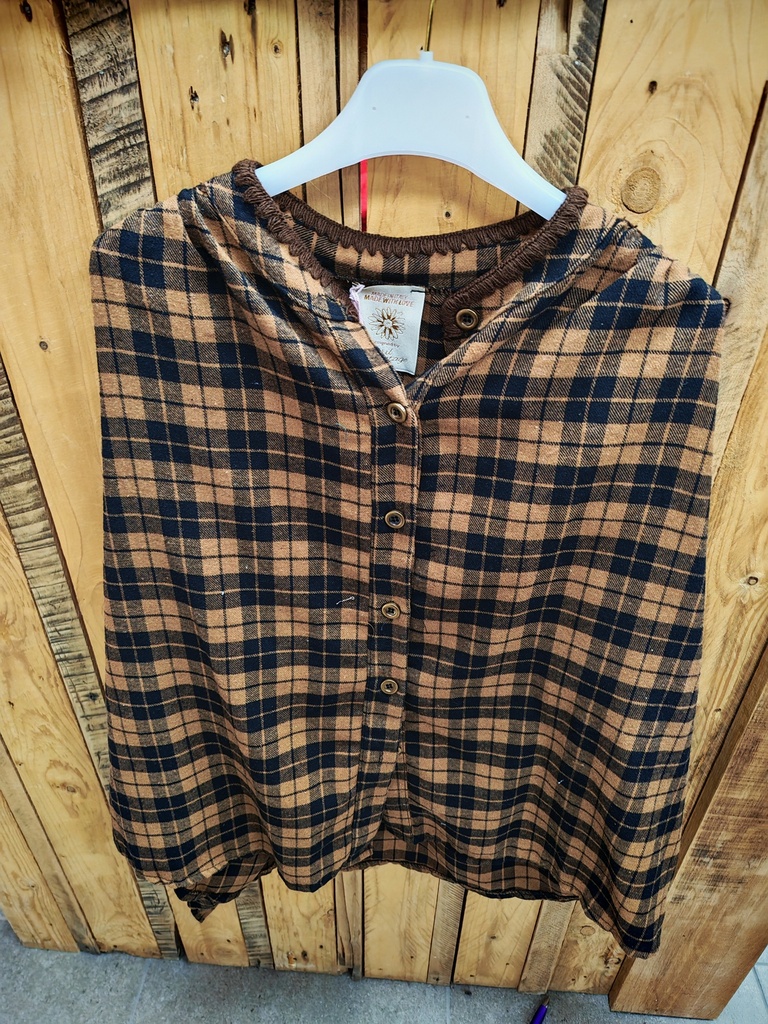 Chemise carreaux "Wesley" Camel/Noir