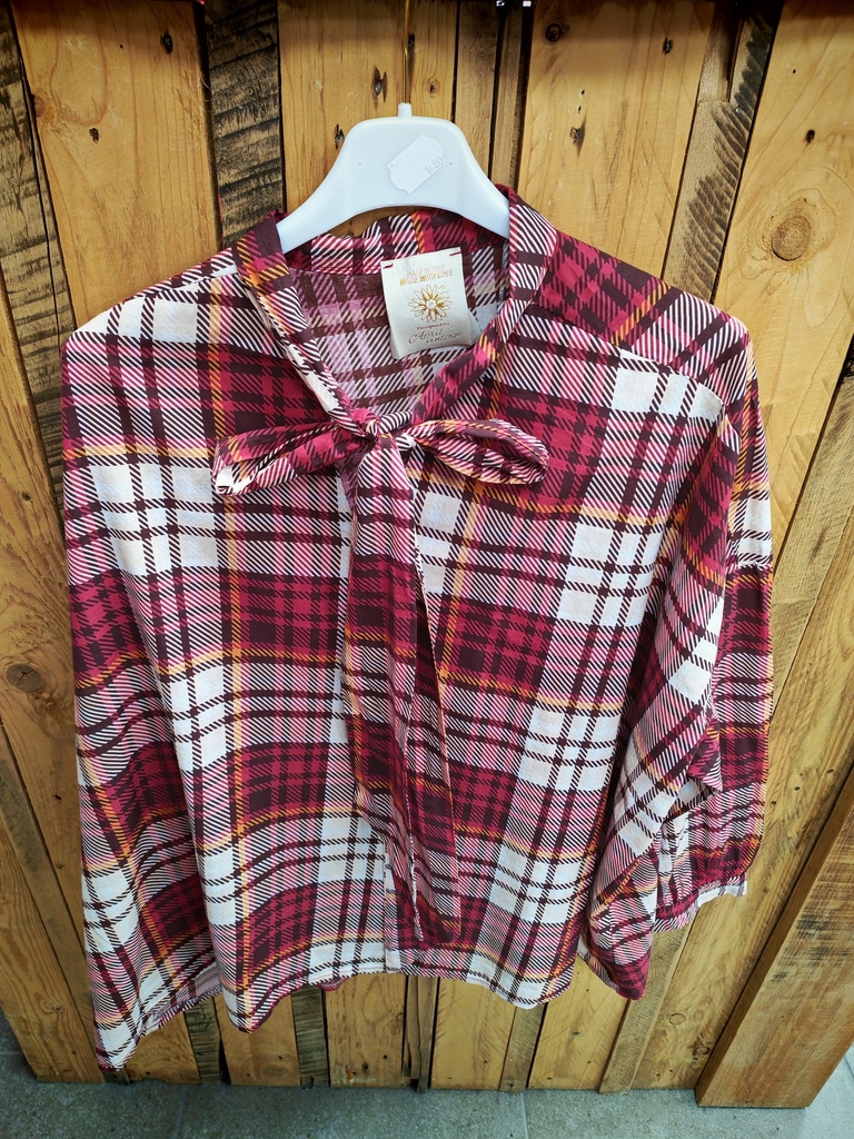 Chemise "Linda" Carreaux Rose/Rouille