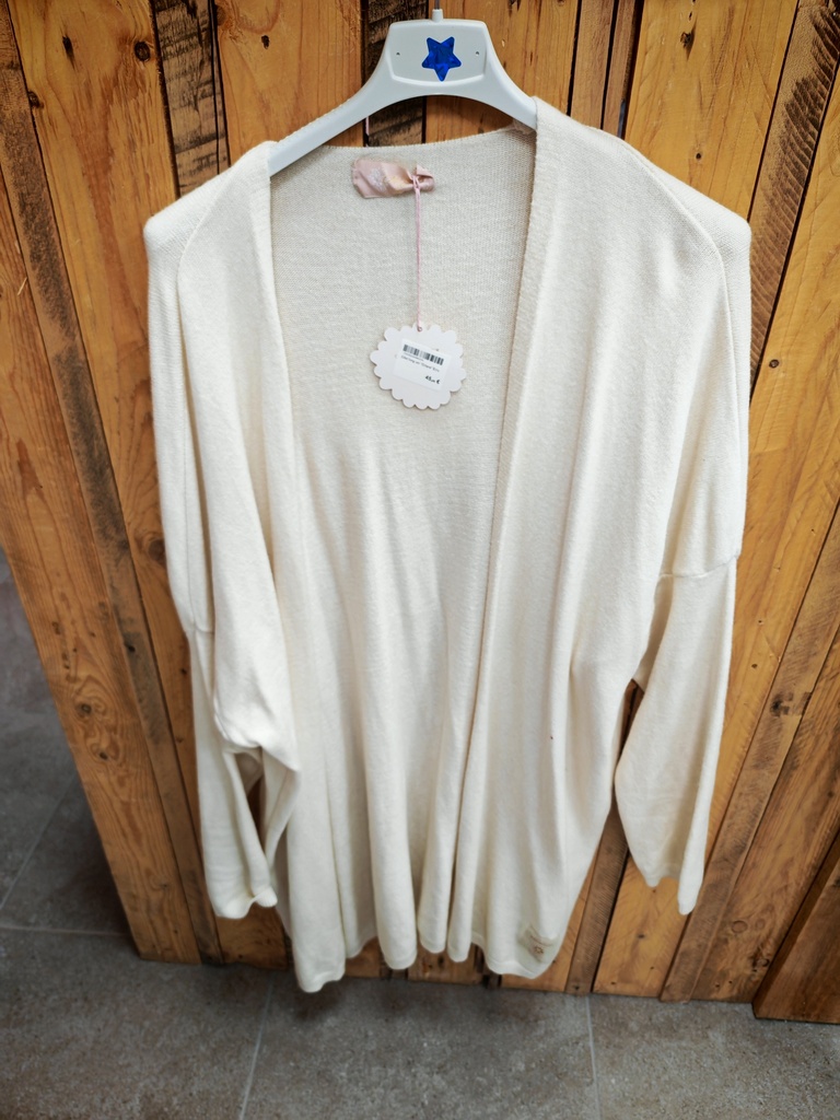 Gilet long uni "Oriane" Ecru
