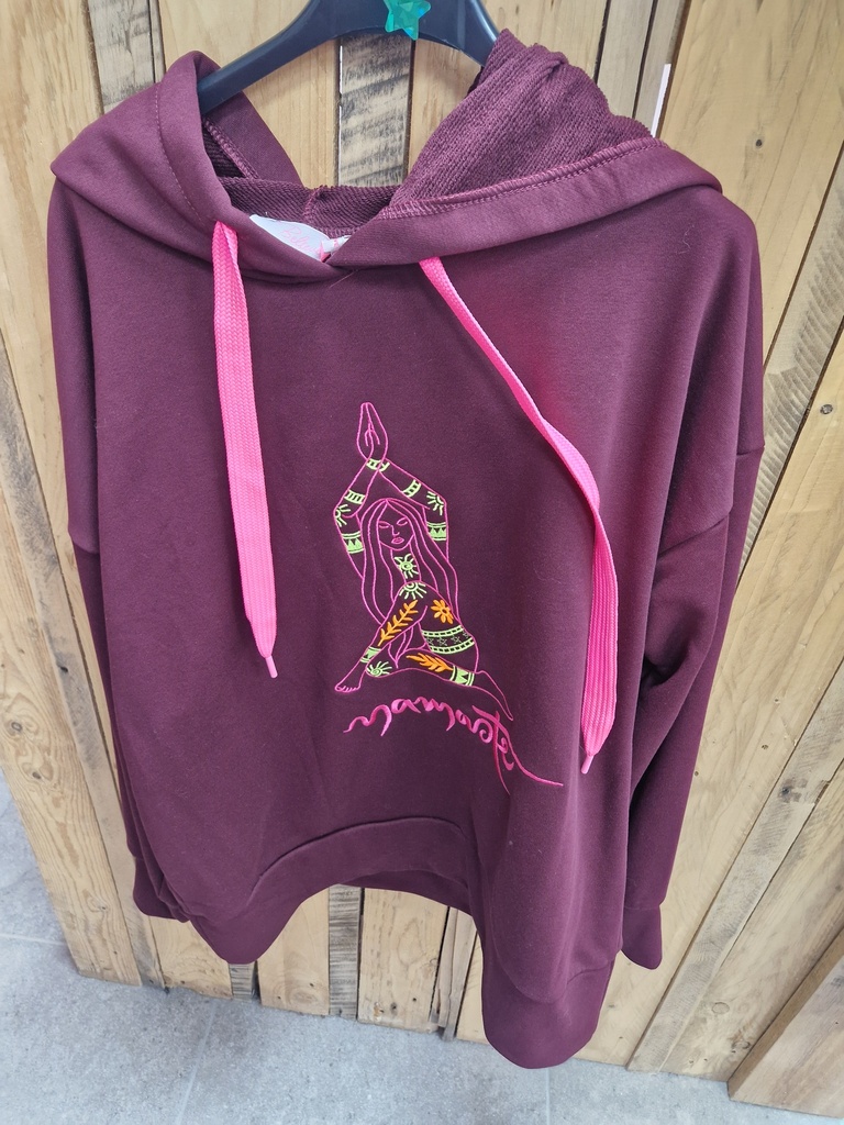 Pull namasté sweat capuche bordeaux 