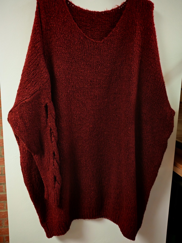 Pull Ethel manches croisillons bordeaux