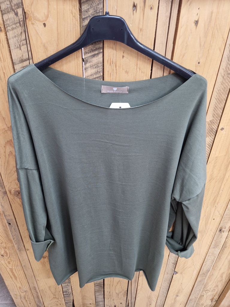 Top longues manches uni "Félicia" kaki