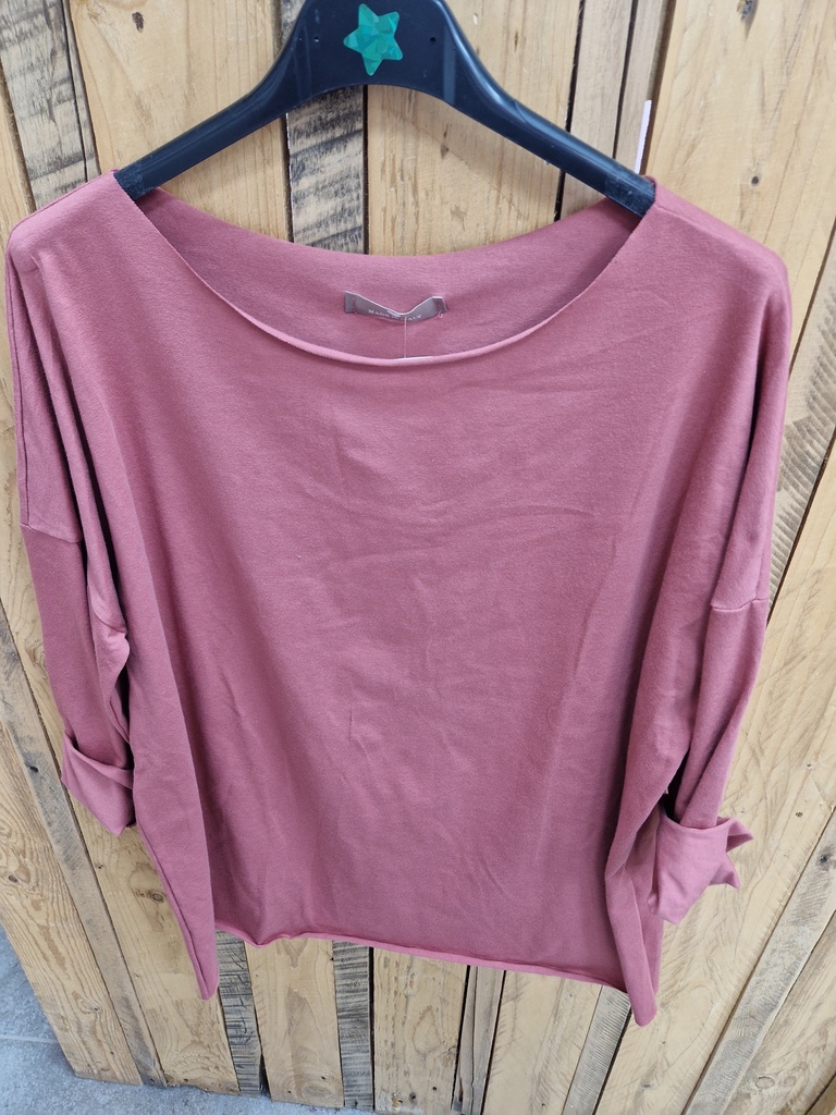 Top longues manches uni "Félicia" peperosa