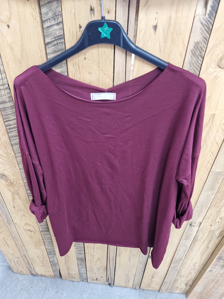 Top longues manches uni "Félicia" bordeaux