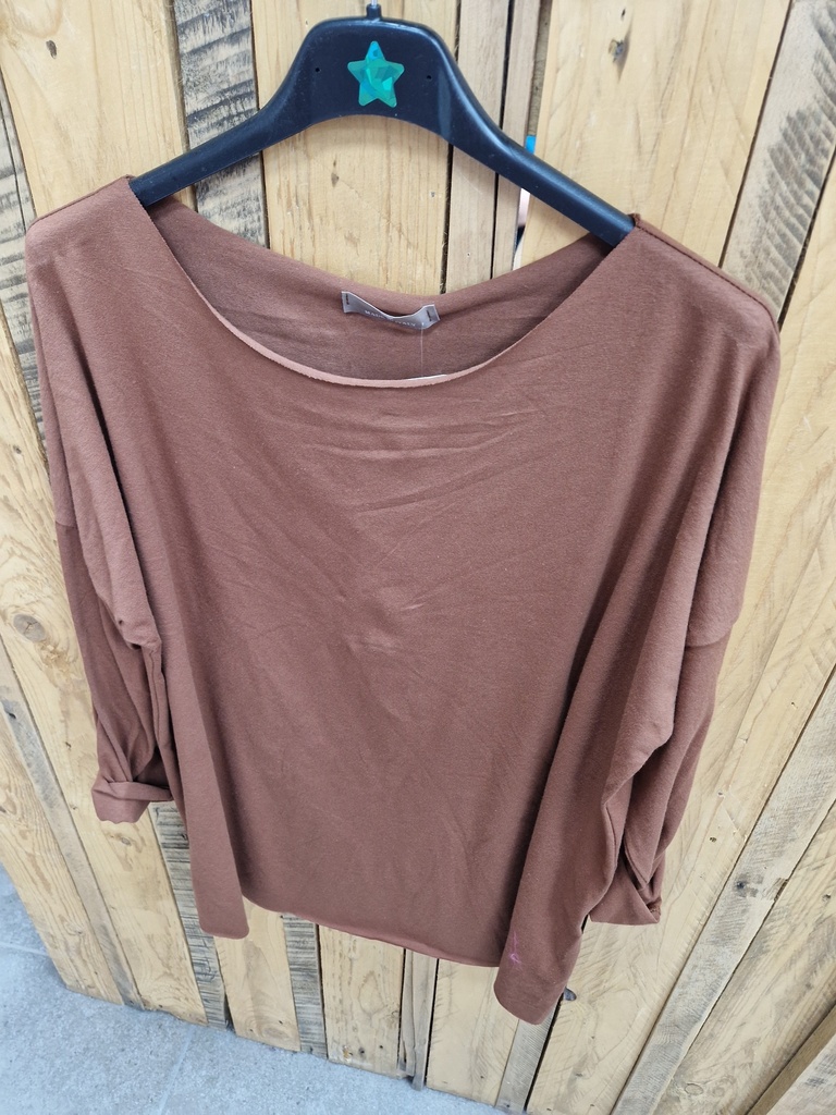 Top longues manches uni "Félicia" noisette