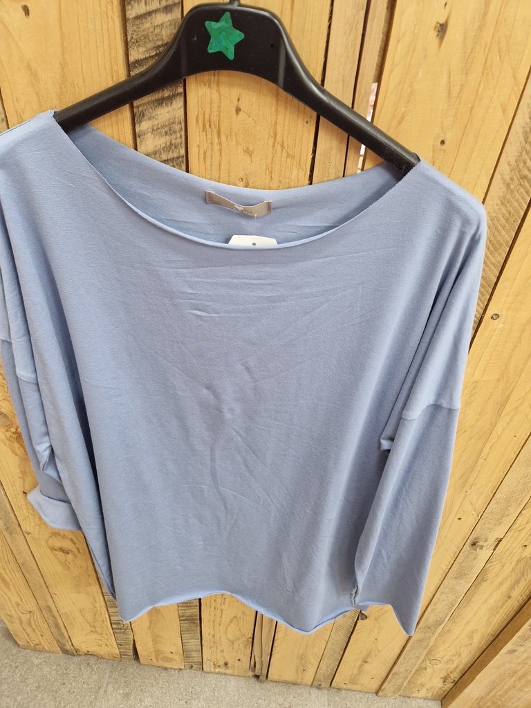 Top longues manches uni "Félicia" bleu ciel
