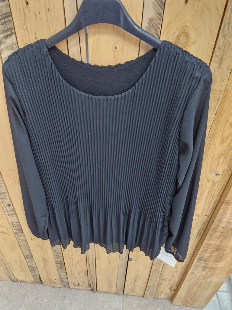 Blouse voile plissée "Abeline" noir
