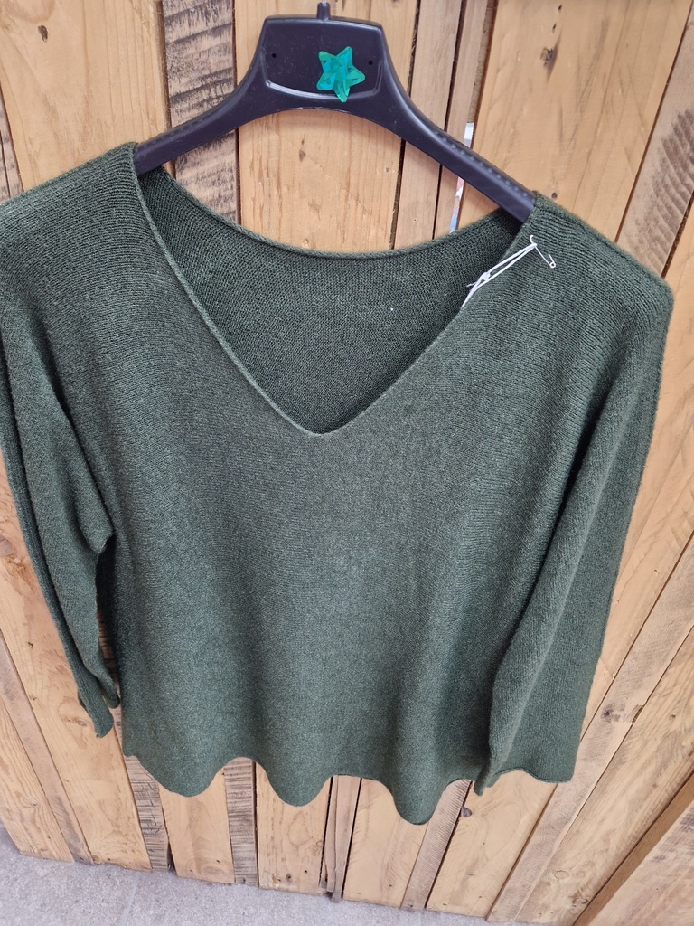 Pull col V "Adelphe" PT kaki