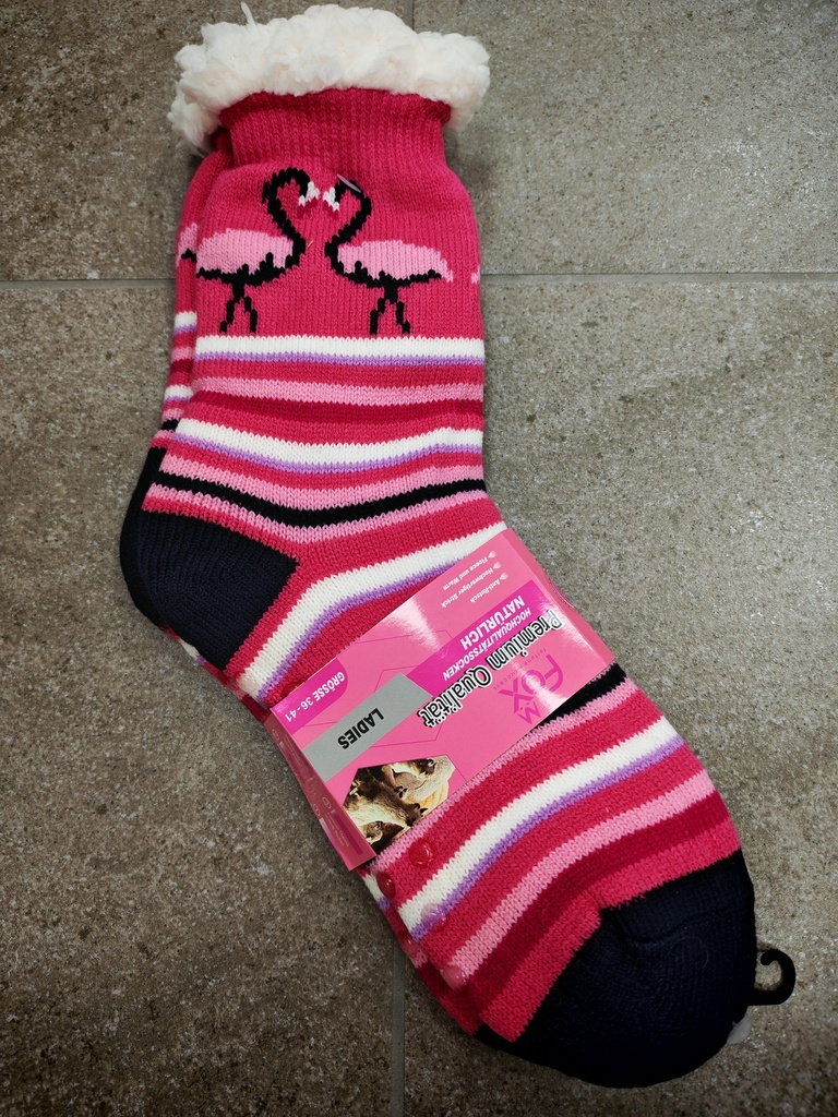 Chaussettes molletonnées"flamant rose"fuchsia