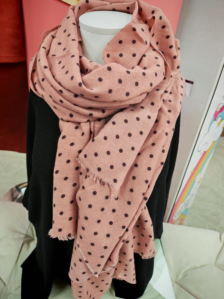 Foulard épais pois chocolat fond peperosa