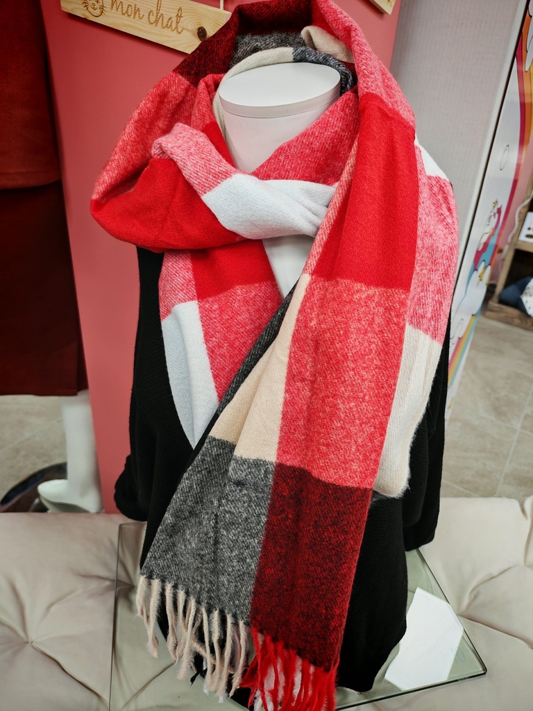 Echarpe doucette rouge-chocolat