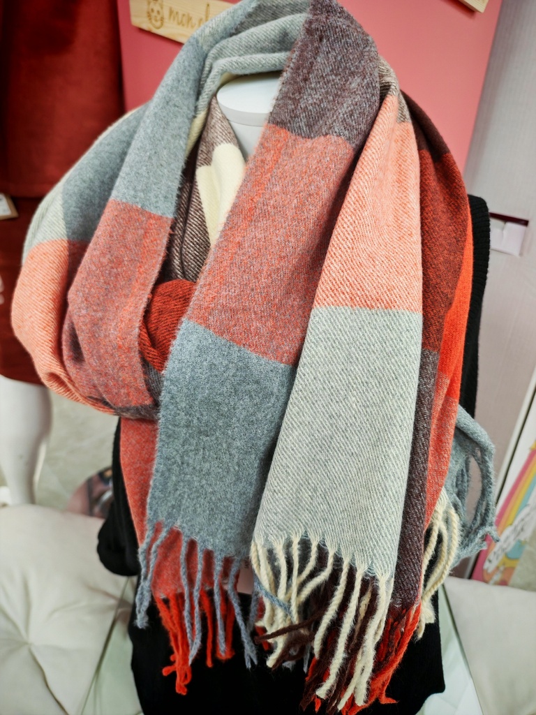 Echarpe doucette rouge-gris